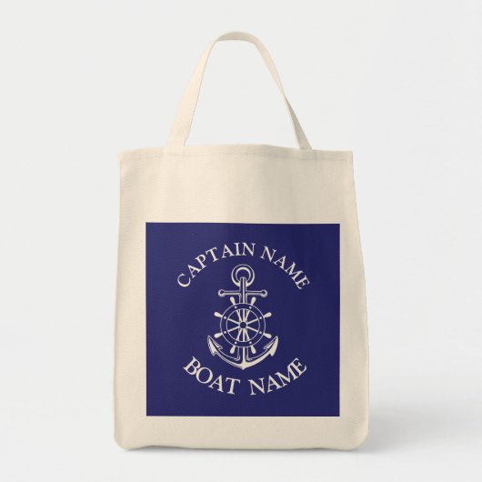 Aangepaste kapitein naam zeemijlschip tote bag (Voorkant)
