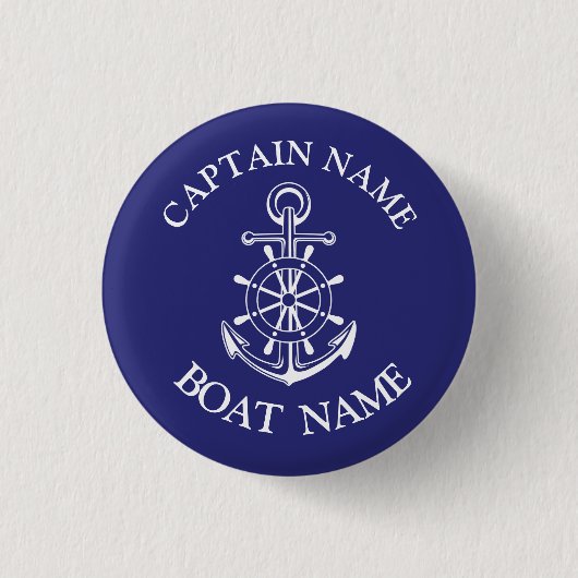 Aangepaste kapitein scheepvaart ronde button 3,2 cm (Voorkant)
