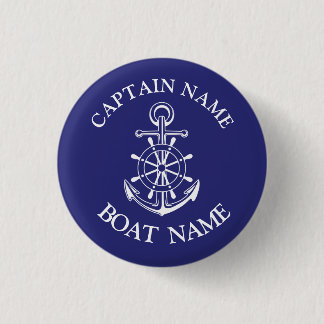 Aangepaste kapitein scheepvaart ronde button 3,2 cm