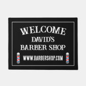 Aangepaste kapper winkel deurmat met paalteken (Voorkant)