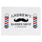 Aangepaste kapper winkel geschenktas met snor logo groot cadeauzakje (Achterkant)