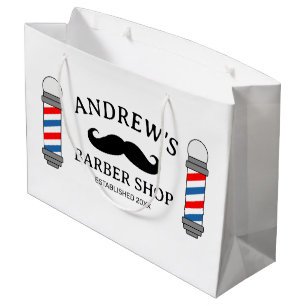 Aangepaste kapper winkel geschenktas met snor logo groot cadeauzakje