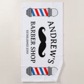 Aangepaste kapperswinkel paal en snor logo strandlaken (Voorkant)