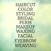 Aangepaste kapsalon spa lijst van diensten Groot Raamsticker (Vel 3)