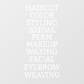 Aangepaste kapsalon spa lijst van diensten groot raamsticker (Vel)