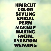 Aangepaste kapsalon spa lijst van diensten Groot Raamsticker (Vel 3)