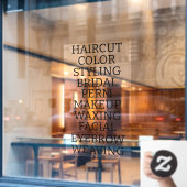 Aangepaste kapsalon spa lijst van diensten Groot Raamsticker (Cafe Raam)