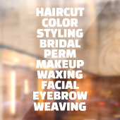 Aangepaste kapsalon spa lijst van diensten Groot Raamsticker (Vel 2)