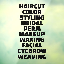 Aangepaste kapsalon spa lijst van diensten Groot Raamsticker