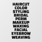 Aangepaste kapsalon spa lijst van diensten Groot Raamsticker (Vel)