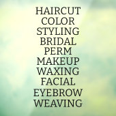 Aangepaste kapsalon spa lijst van diensten Groot Raamsticker (Vel 3)