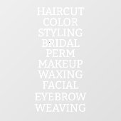 Aangepaste kapsalon spa lijst van diensten Groot W Raamsticker (Vel)