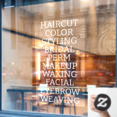 Aangepaste kapsalon spa lijst van diensten Groot W Raamsticker (Cafe Raam)