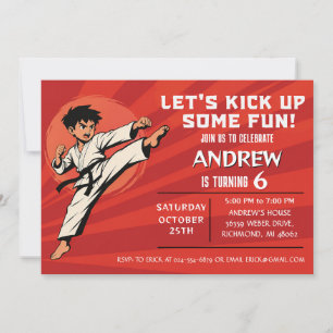 Aangepaste Karate Verjaardagsfeest Uitnodiging