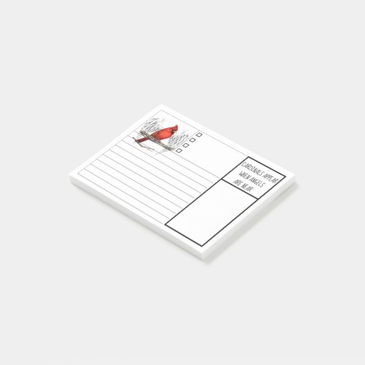 Aangepaste kardinalen verschijnen wanneer engelen  post-it® notes (Schuin)