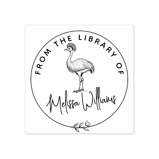 Aangepaste kasuaris ex libris uit het bibliotheekb 	rubberstempel (Afrduk)