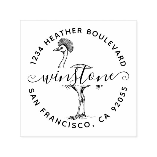 Aangepaste Kasuaris Vogel Retouradres Familienaam Zelfinktende Stempel (Design)