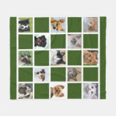 Aangepaste kat en hond foto's op bos groen fleece deken (Voorkant (Horizontaal))