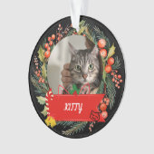 Aangepaste kat foto kat naam gepersonaliseerde kat ornament (voorkant)
