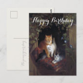 Aangepaste kat met kittens gefeliciteerd briefkaart (Voorkant / Achterkant)