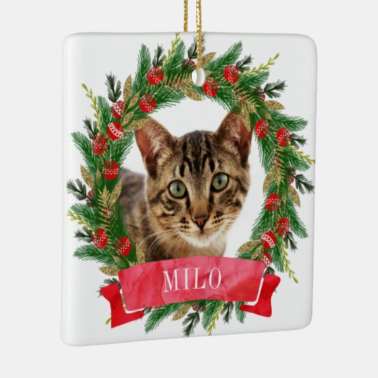 Aangepaste katfoto keramisch ornament (Rechts)