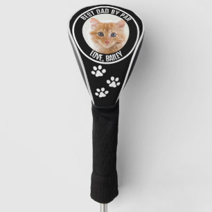 Aangepaste kattenfoto Best Dad van Par Black White Golfheadcover