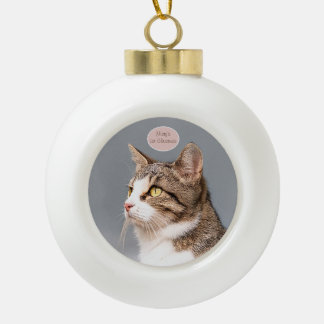 Aangepaste kattenfoto huisdier keramische bal ornament