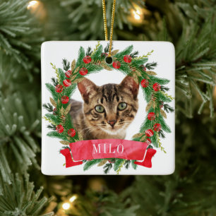 Aangepaste kattenfoto keramisch ornament