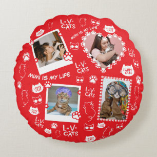 Aangepaste Kattenkussen met Gezichtfoto's & Katten Rond Kussen