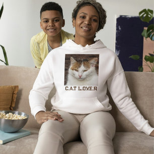Aangepaste kattenliefhebber wit bruin tekst Cute h Hoodie