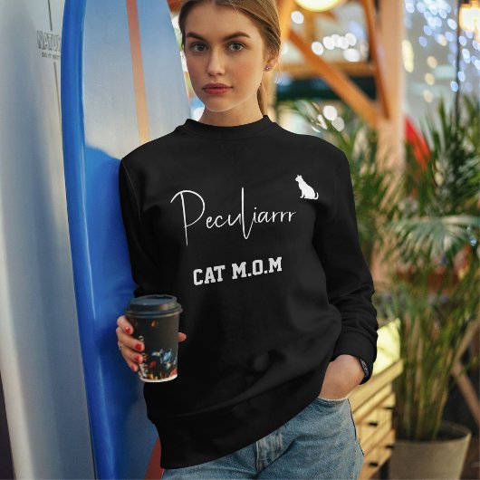 Aangepaste kattenmoeder minimalistische script zwa trui