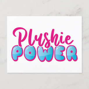 Aangepaste Kawaii Cute Pink Blue Plushie Power Briefkaart