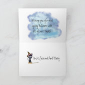 Aangepaste Kawaii Halloween Zwarte Kat Pompoen Feestdagen Kaart (Binnen)