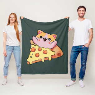 Aangepaste Kawaii Kat Knuffelende Pepperoni Pizza Fleece Deken