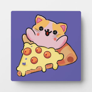 Aangepaste Kawaii Kat Knuffelt Pepperoni Pizza Car Fotoplaat