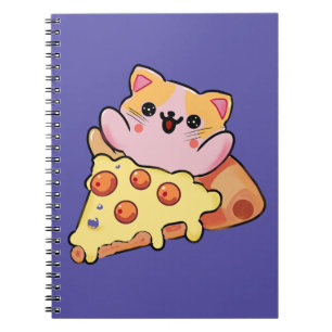 Aangepaste Kawaii Kat Knuffelt Pepperoni Pizza Car Notitieboek