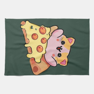 Aangepaste Kawaii Kat Knuffelt Pepperoni Pizza Car Theedoek