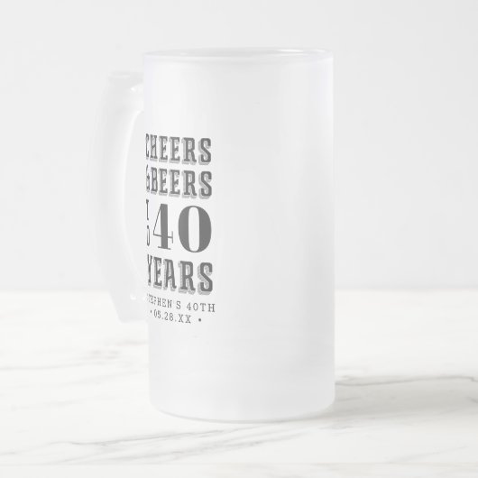 Aangepaste kazen en bier Milestone Birthday Matglas Bierpul (Voorkant links)