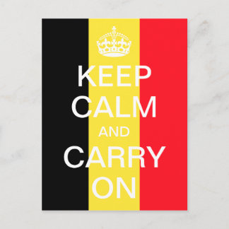 Aangepaste KEEP CALM en CARRY ON - Belgische vlag Briefkaart