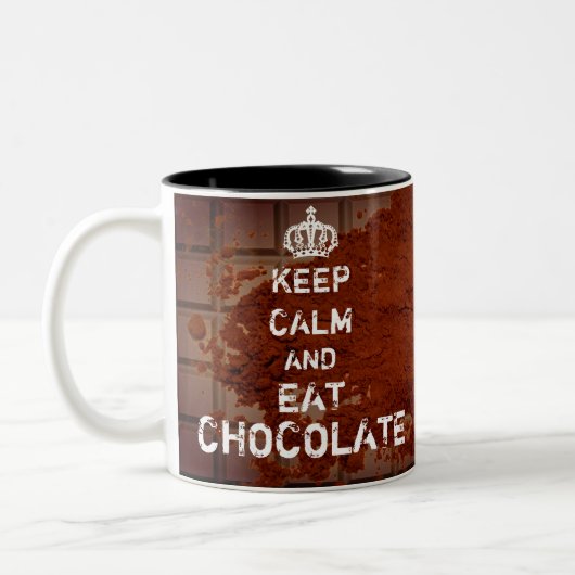 Aangepaste 'Keep Calm'- en 'Eat Chocolate'-Mok Tweekleurige Koffiemok (Links)