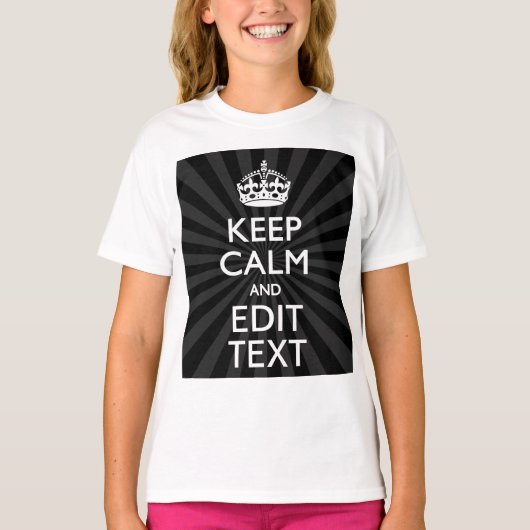Aangepaste KEEP CALM en jouw tekst bij uitbarsting T-shirt (Voorkant)