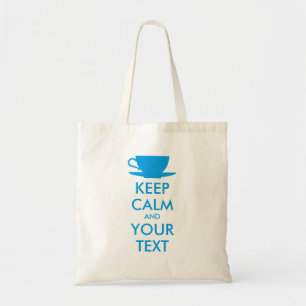 Aangepaste KEEP CALM en JOUW TEKST - blauw pet Tote Bag