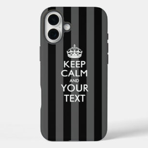 Aangepaste KEEP CALM EN Jouw tekst iPhone 16 Plus Hoesje