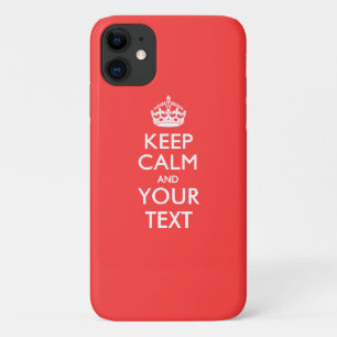 Aangepaste KEEP CALM en jouw tekst op koraal iPhone 11 Hoesje