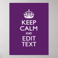 Aangepaste KEEP CALM EN Jouw tekst op Paars
