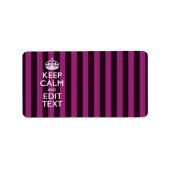 Aangepaste KEEP CALM en Jouw tekst op Roze Etiket (Voorkant)