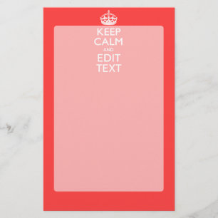 Aangepaste KEEP CALM en jouw tekst op roze koraal Briefpapier