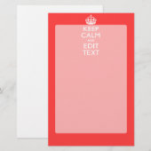 Aangepaste KEEP CALM en jouw tekst op roze koraal Briefpapier (Voorkant / Achterkant)