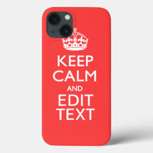 Aangepaste KEEP CALM en jouw tekst op roze koraal iPhone 13 Hoesje