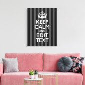 Aangepaste KEEP CALM EN Jouw tekst op strepen Canvas Afdruk (Insitu (Woonkamer))